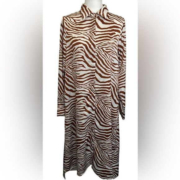 SEN Zebra Long Shirt Dress Small - Picture 4 of 6